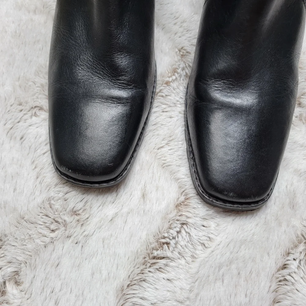 Coldwater Creek Leather Upper Fabric Panel Ana Ankle Buckle Accent Boots Size 7M